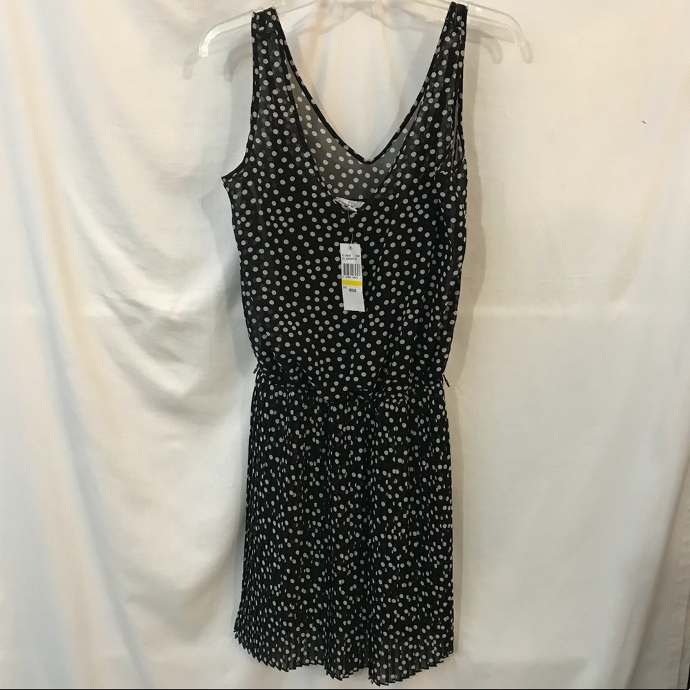 Sheer Black White Polka Dot Sleeveless Dress NWT